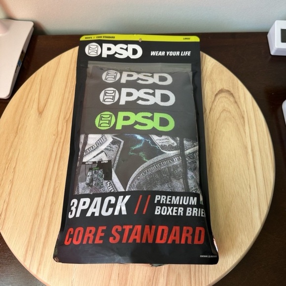 PSD Core Standard Premium Boxer Briefs 3 Pack GUAP Money Size Large NEW - Picture 1 of 3